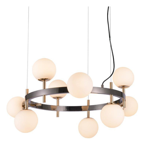 Lustre Pendente Nordecor Romai Cin 2197 Preto Ônix / Dourado