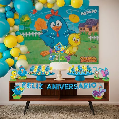 Topo de Bolo Feliz Aniversário Estrela Azul Piffer