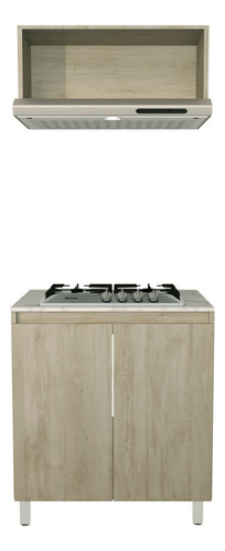 Cocina Integral Completa Decomobil Con Parrilla Y Campana Color Encino Polar