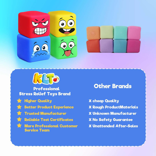 Stress Balls Klt Squeeze Stress Cube, Paquete De 4 Unidades,