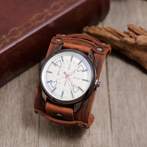 Puntero Reloj Cuero Hombre Marrón Marrón 29,5 Cm