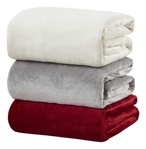 Cozy Bed Manta Polar De Franela Súper Suave Y Afelpada, Gris