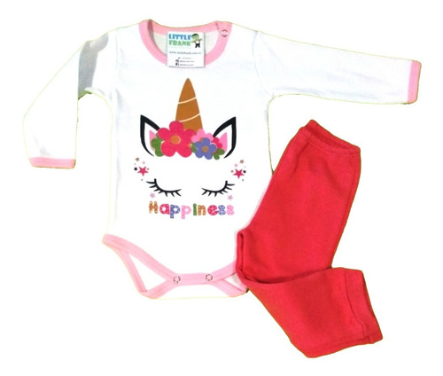 Conjunto Para Bebe Unicornio Body Manga Larga Y Pantalón