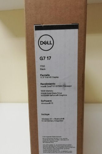 Laptop Dell G7 I7 Décima 16gb 512gb Ssd 1tb Hd Win 10 6gb Vd