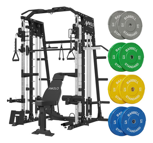 Mikolo Smith Machine 2200lbs Squat Rack With Lat-pull Down