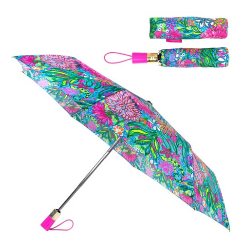 Paraguas Lilly Pulitzer  De Viaje Compacto, Lindo  Con Apert