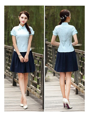 Top De Mujer Informal Y Cómodo De Estilo Tradicional Chino.