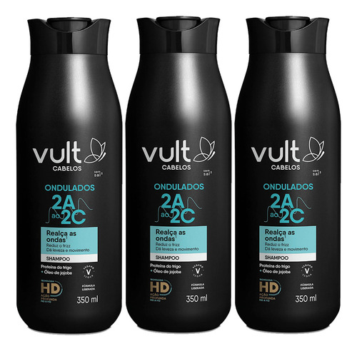 Kit 3 Shampoo Cabelos Ondulados Cacheados 2a 2b 2c Vult