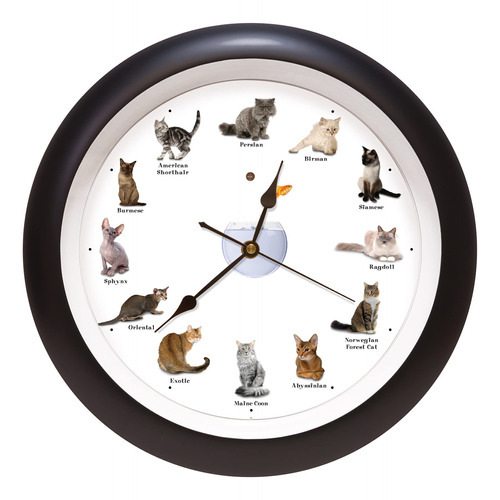 Mark Feldstein & Associates Reloj De Pared Meowing Cat Sound