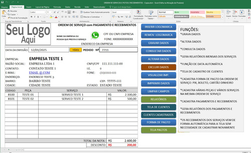 Planilha Com Duas Funções! Ordem De Serviço E Contas A Pagar