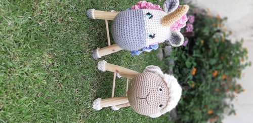 Imagen 6 de 8 de Banquito Infantil De Madera Alba Amigurumi Tejido Crochet