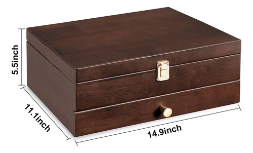 Caja De Almacenamiento De Cubiertos De 2 Capas Con Cajón, Ba