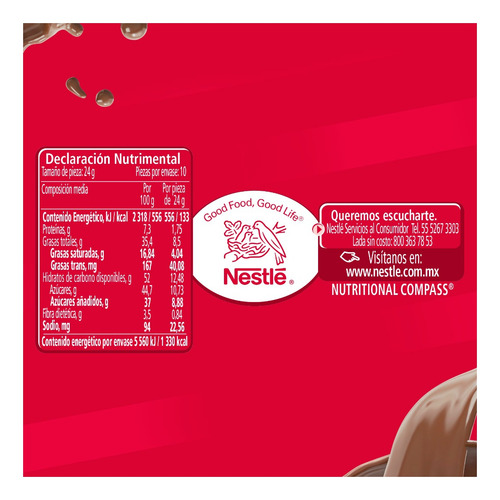 Larín Chocolate Con Avellanas 10 Pzas De 24g