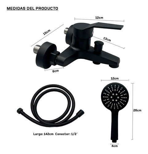 Set Llave Grifería Baño Ducha Mas Tina Monomando 3 En 1