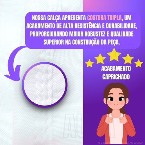 Calça Branca Oxford Enfermeiro Dentista Médico Saúde Hosp