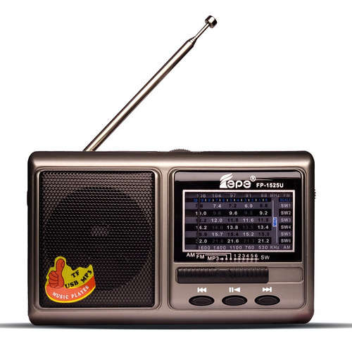 Radio Portátil Recargable 8 Bandas Mp3 Usb Epe Fp-1525u