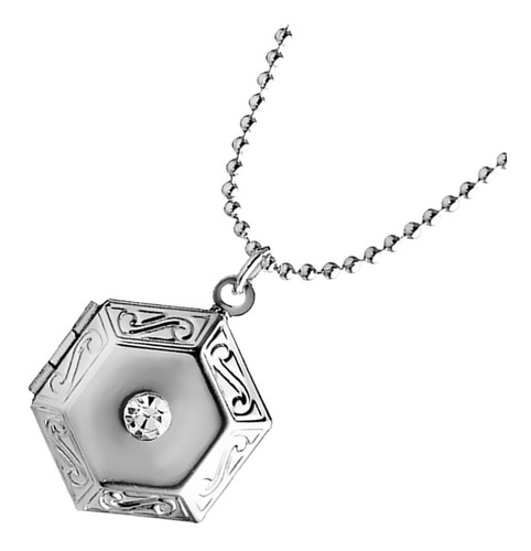 Hexagon Box Photo Locket Charm Colgante Collar Para Regalos