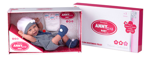 Boneca Bebê Reborn Anny Doll Marinheiro Menino 2440 Cotiplás