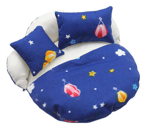 Juego De Ropa De Cama Para Muñecas 1:12 Con Azul Marino Juego De Ropa De Cama Para Muñecas 1:12 Con Azul Marino