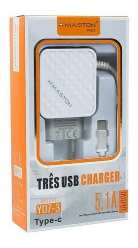 Fonte Carregador Celular Rápido 5.1a 3 Usb C Hmaston