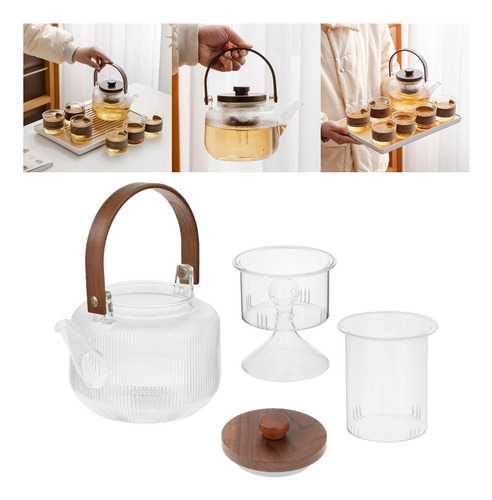 Tetera De Vidrio Para Té, Tetera De Kung Fu De 1000 Ml,
