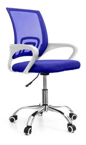 Cadeira De Escritório Base Cromada Fortt Lisboa Azul-csf02-a Cor Azul Material do estofamento Tecido/Mesh