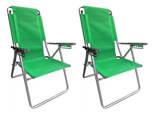 Combo X2 Sillon Alum. Alta Reclinable Playa Reforzada Alumel