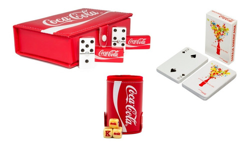 Dominó Coca - Cola + Cubilete Portadados + 1 Baraja Poker