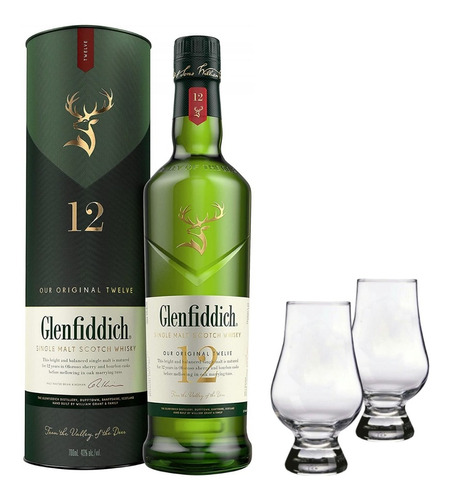 Whisky Glenfiddich 12 Años + 2 Vasos De Cata De Whisky