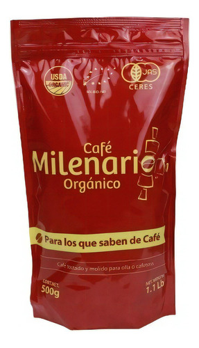 Café Orgánico Milenario 500g Molido Bolsa Laminada