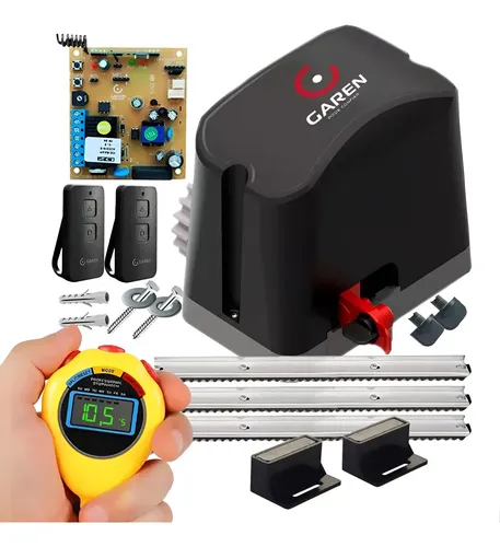 Kit Motor Portao Eletronico Garen 1/4hp 400kg 2controles 3m - Miniatura 2