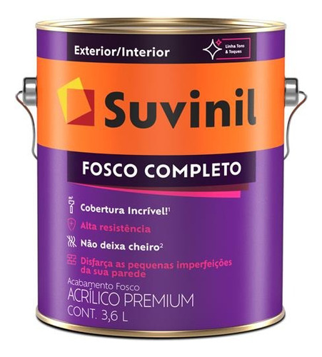 Tinta Acrilico Fosco Completo 3,6l Suvinil - Cores Cor Marine