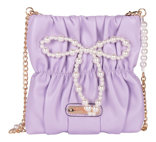 Bolsa De Fiesta Luana Nicole Lee Con Cadena Y Perlas Fw22 Color Lila