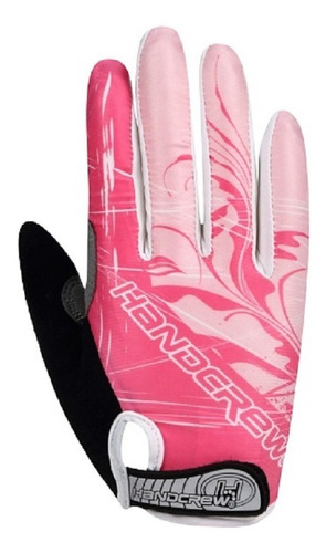 Luva De Bike Gel Ciclista Hand Crew Rosa C/ Dedo Longo