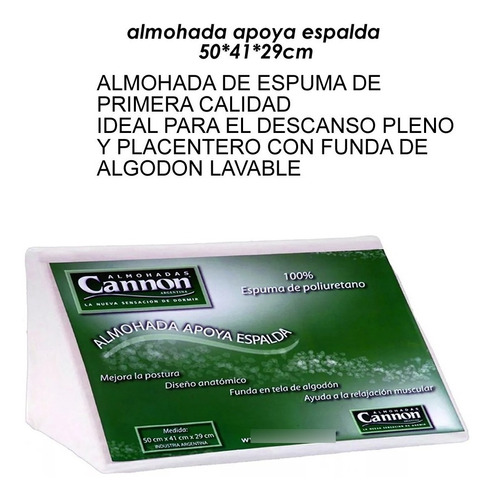 Imagen 10 de 10 de Almohada Triángulo Cannon Funda Algodón 50x41x29 Envios X2 Unidades Combo