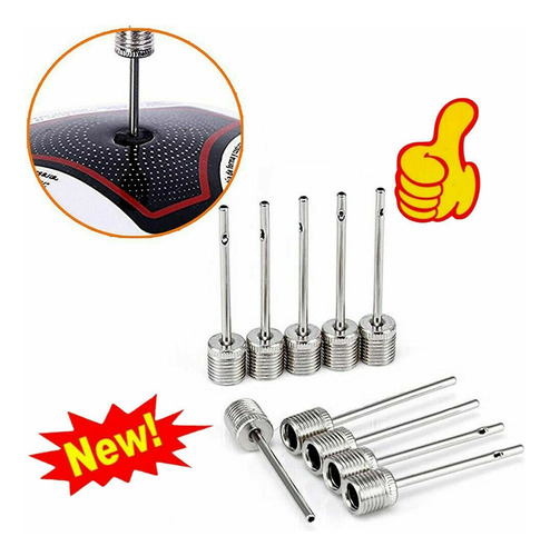 Picos X 5 Metal A Rosca Para Inflar Pelotas Fútbol Basket Plateado Picos X 5 Metal A Rosca