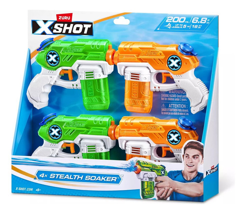 X-shot Water Stealth Soaker Pistola Lanzadora De Agua 4 Pcs 
