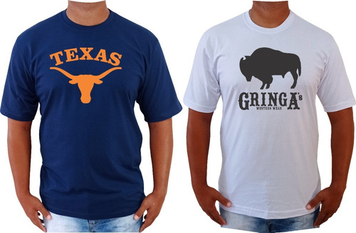 Kit 2 Camiseta Masculina Texas Gringa Country 100% Algodão