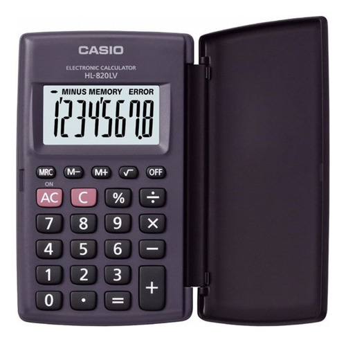 Calculadora De Bolsillo Casio Hl-820lv Con Tapa 8 Dígitos Color Negro