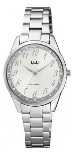 Reloj de pulsera Q&Q Infantil QC07J204Y, para mujer, con correa de acero inoxidable color plateado