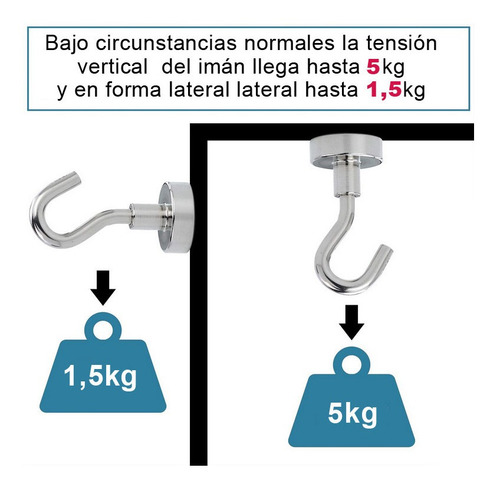 Ganchos Super Magnéticos De Colgar Usos Multiples X5 Unid.