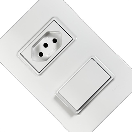 Conjunto Ilumi Vivaz Branco Com Placa 1 Simples + Tomada 10a
