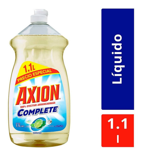 Jabón Líquido Cocina Quitagrasa Axion Complete Tricloro 1.1l