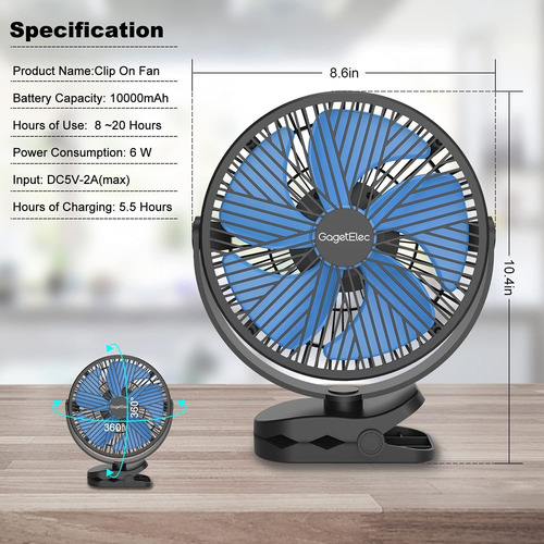 Imagen 2 de 6 de Ventilador Recargable Opolar 5200mah 6 '' 7-21 Hrs 10w