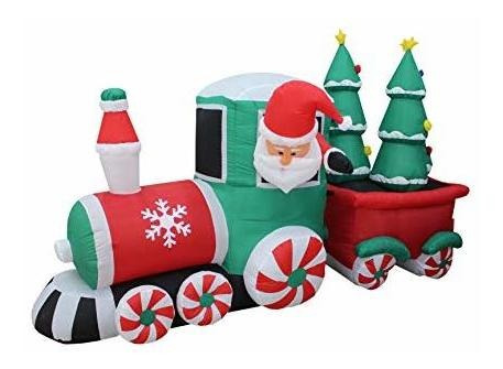 Tren De Conducción Inflable Largo De Santa Claus De 8 Pies