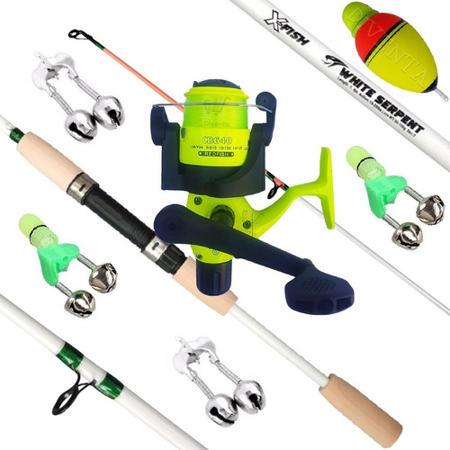 Combo Pesca Nocturna Reel Pescar Caña Maciza 180mts 