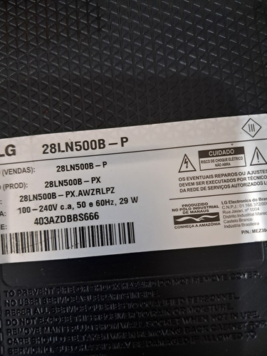Tv LG 28 Sem Funcionar Defeito Na Tela Com Som Sem Imagem, (Usado)