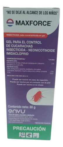 Insecticida Control Cucarachas En Gel Jeringa Maxforce 30g