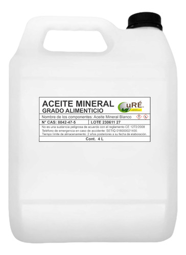 Aceite Mineral Grado Alimenticio 4 Litros 100% Puro Masajes