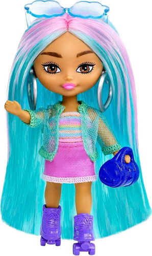 Boneca Barbie Extra Mini Minis Cabelo Azul E Rosa Mattel